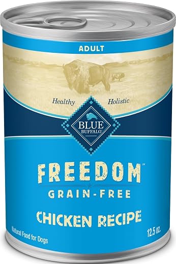 Blue Buffalo Freedom Grain Free Natural Adult Wet Dog Food, Chicken 12.5oz cans (Pack of 12)