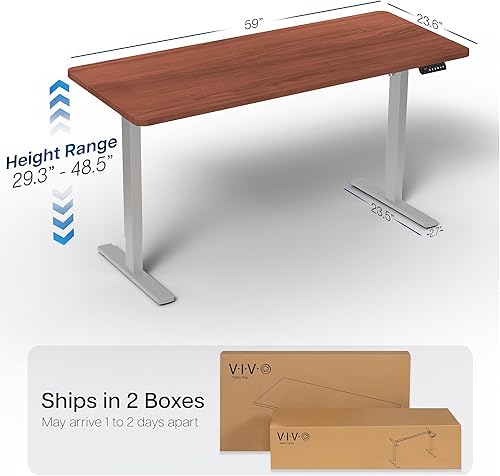 Vista 914 de VIVO DESK-KIT-1W6G - Escritorio eléctrico de pie de 60 x 24 pulgadas, ajuste de altura de memoria, serie 1B, parte superior de nogal oscuro de una