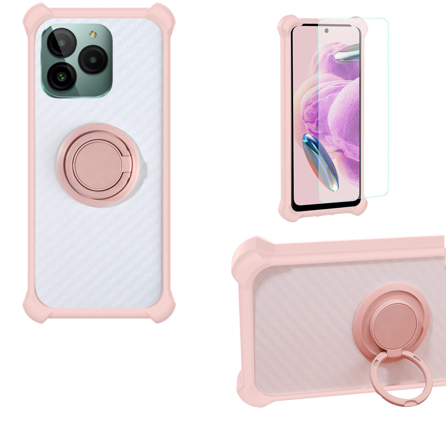 jioeuinly Case Compatible for Blu Bold K10 Phone Case Cover PC backplane + Silicone Soft Frame Cover [360 Metal Ring, Magnetic Car Mount] CSKB-Fen