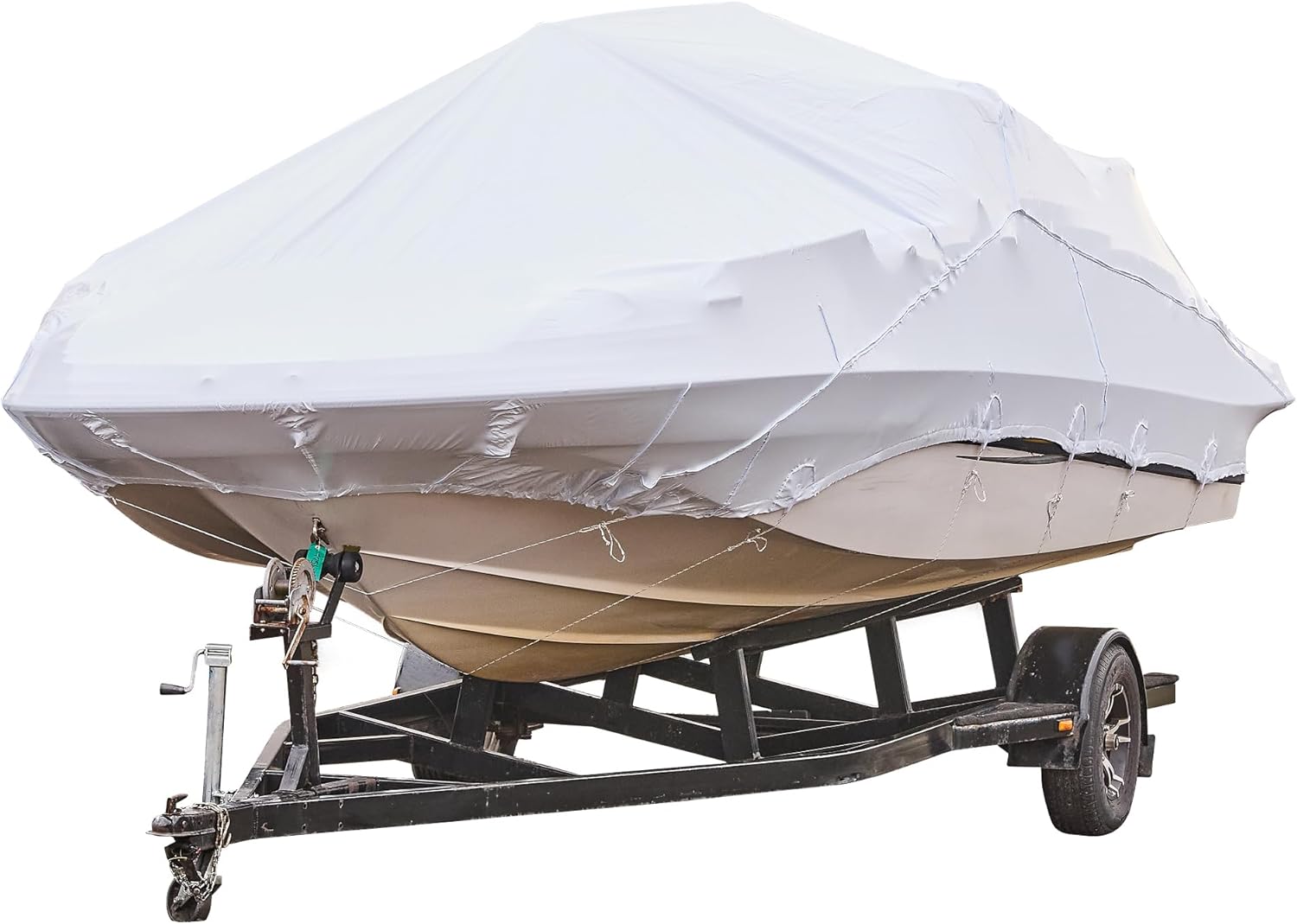 Transhield 19ft - 21ft Wide Bow Deck Boat Cover | Universal & Adjustable | Sun Resistant Marine Heavy Duty Waterproof Boat Cover Up | Fits Wide Bow Deck Boats (19' - 21')