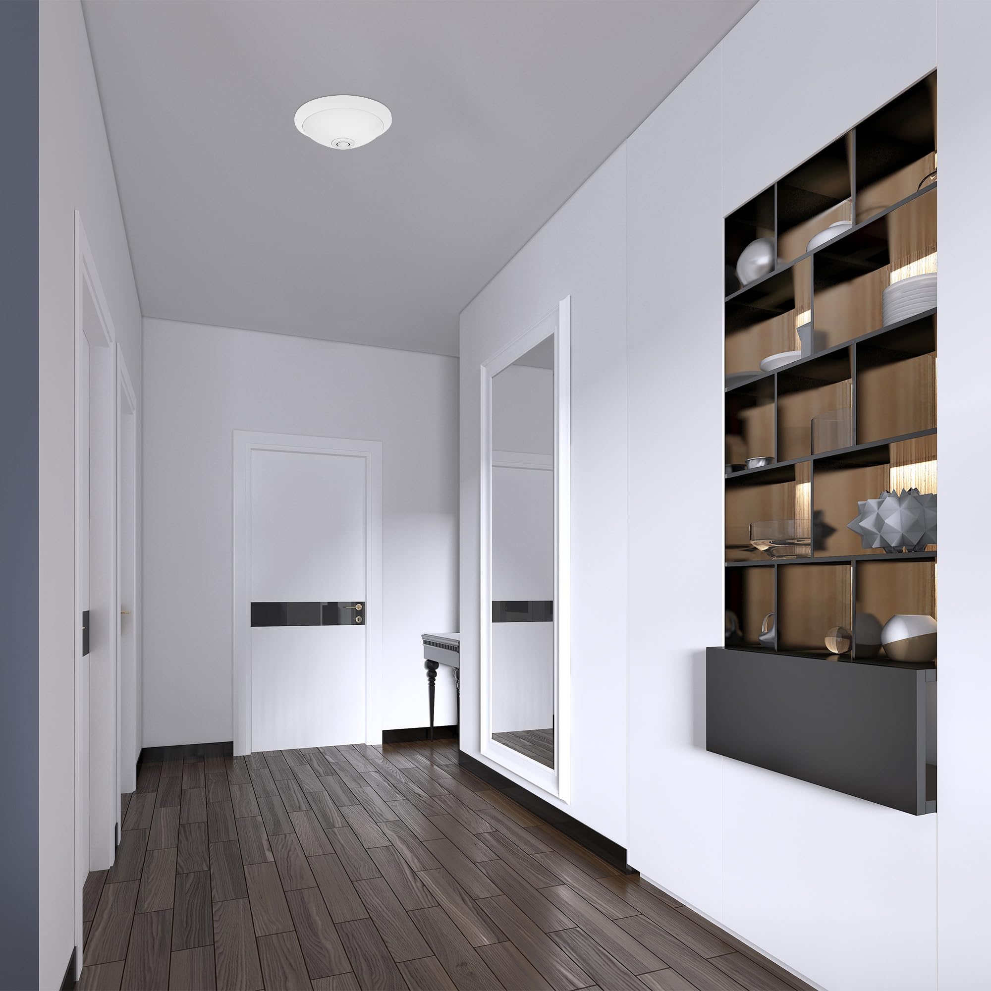 Set aus 5x LED Deckenleuchte mit Bewegungsmelder 300 mm Weiß | Weiß - Sensorlampe mit 360° PIR & Dämmerungssensor - Aufputz Deckenlampe E27 IP20 Innen - Energiesparende Leuchte Horoz