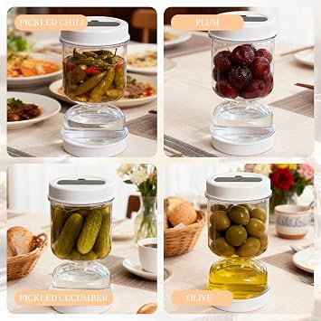 Pickling Jars Leakproof Airtight Pickle Jar with Lids 1000ml Hourglass Kimchi Container Storage Jars for Storage Olive, Gherkins, Pickle Juice Separator