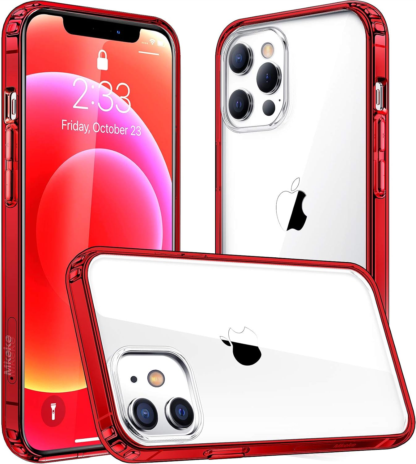 Mkeke Compatible with iPhone 12 Case, Compatible with iPhone 12 Pro Cover for 6.1 Inch 2020 (Gules)