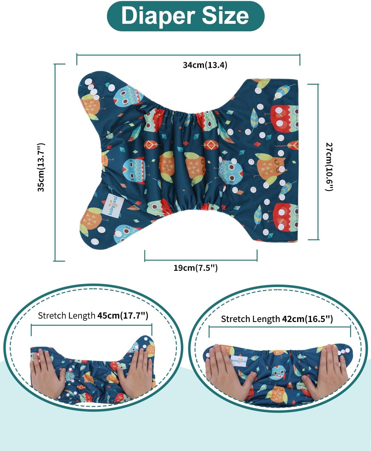 babygoal Reusable Charcoal Cloth Diapers with Double Gussets, 6 Pack Washable Baby Pocket Diapers with 6pcs Charcoal Inserts and Wet Dry Bag(Chick,Deer,Dinasaur)