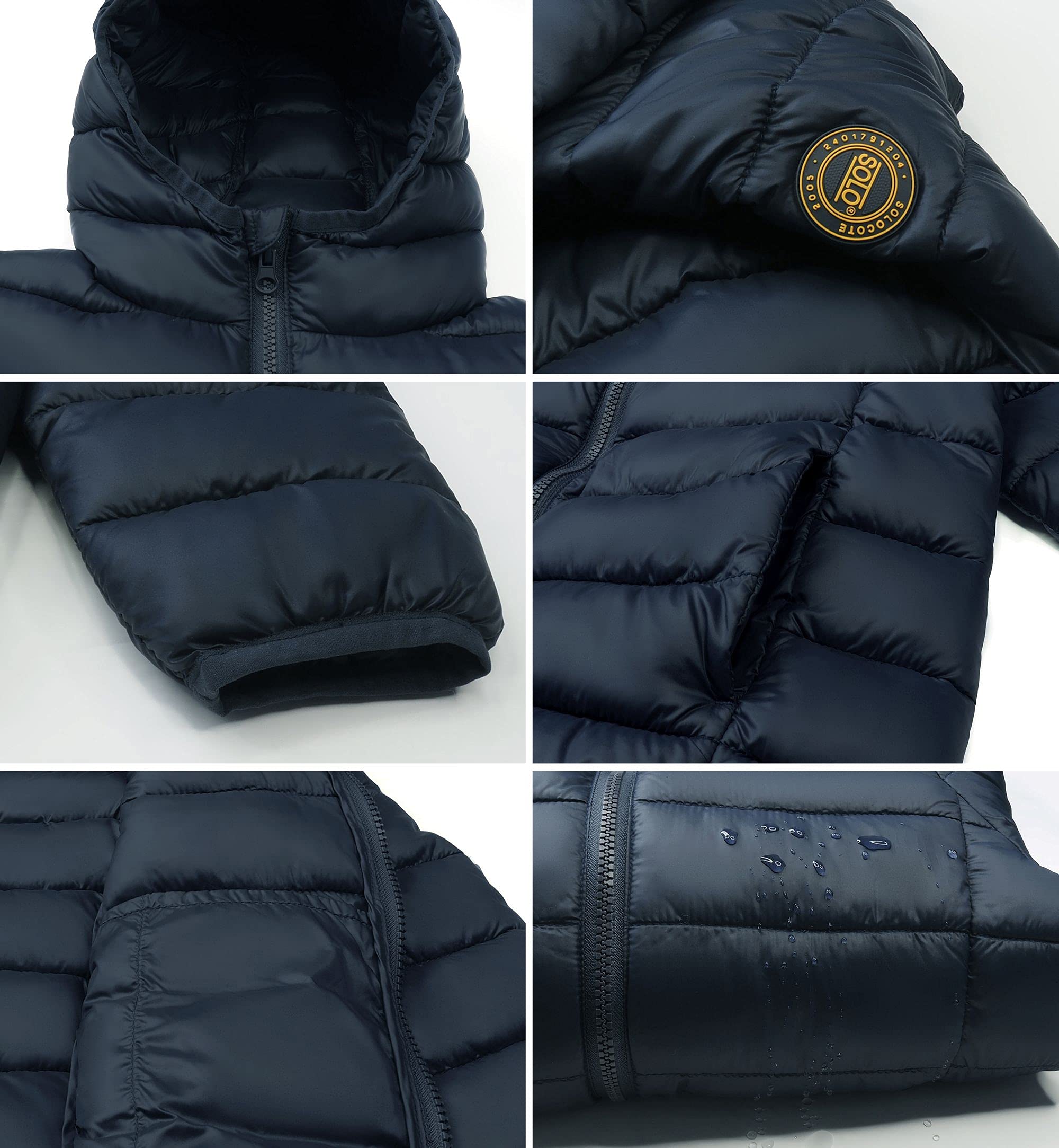 SOLOCOTE Manteaux d'hiver Garçons Filles Doudoune Légère Imperméable Coupe-vent Compressible Veste à Capuche pour Enfants