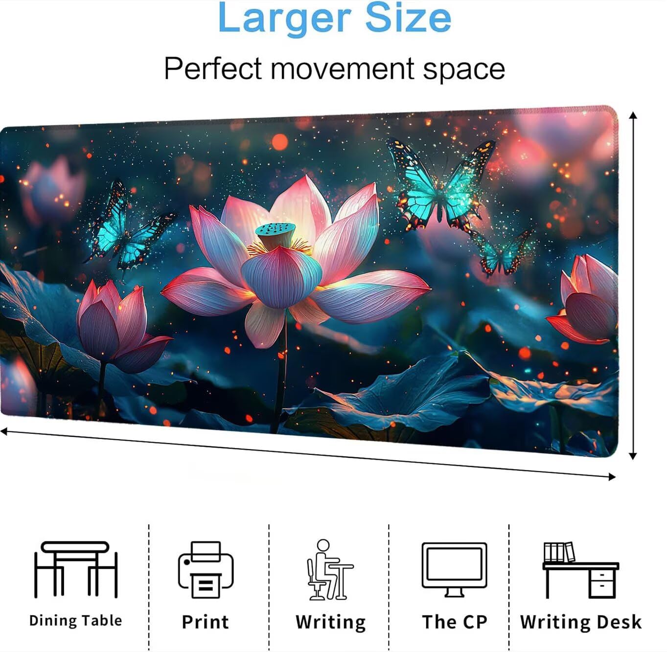 Podkładka pod mysz, podkładka pod mysz XXL 1200 x 600 mm podkładka pod mysz dla graczy, wodoodporna gumowa podstawa, duża, podkładka pod mysz do gier szyte krawędzie wodoodporna antypoślizgowa, domowa