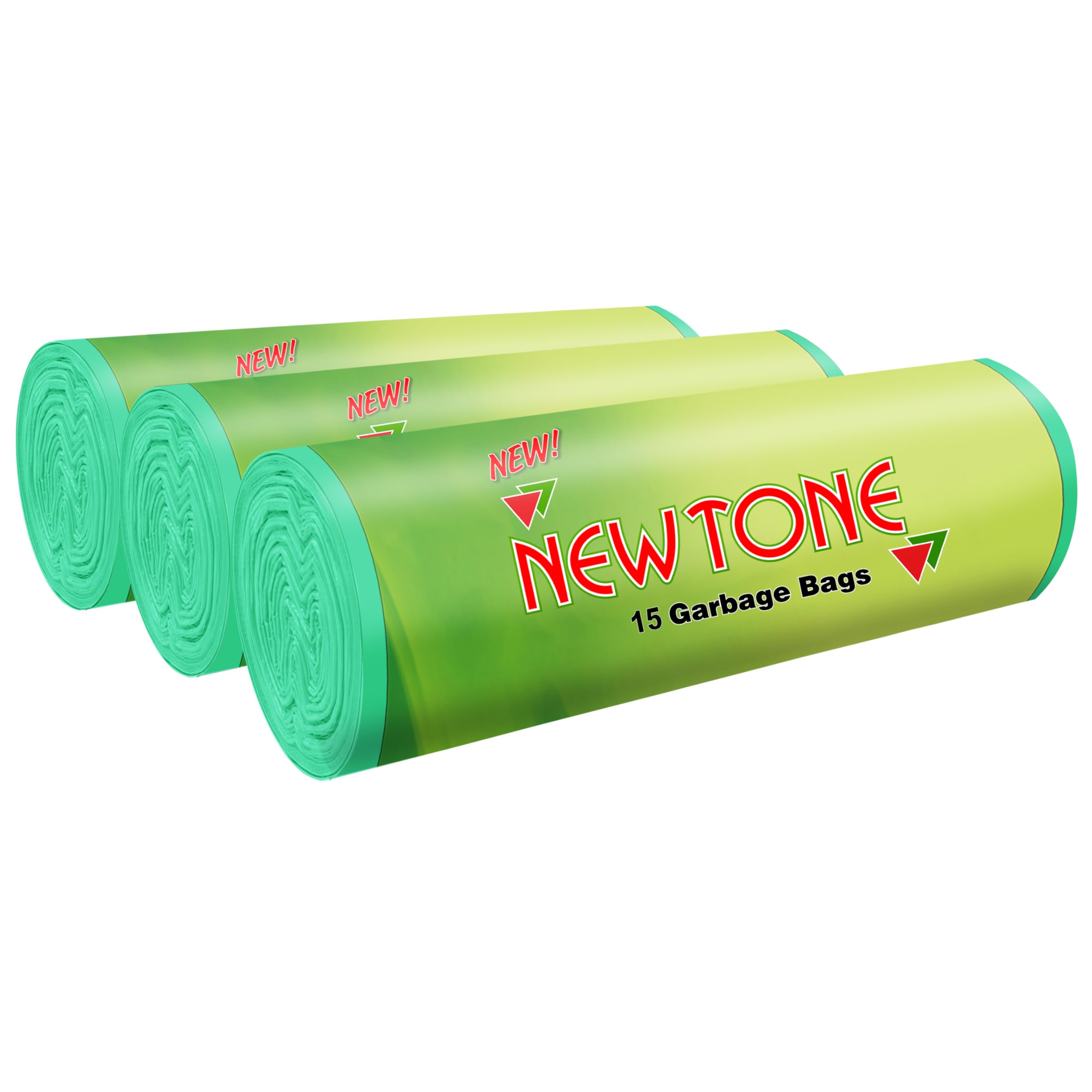 Newtone Garbage Bags | Extra Large 30 X 37 Inches | 45 Bags (15 Bags X 3 Rolls) | Dustbin/Trash bin | Pouch Packing | (Green)