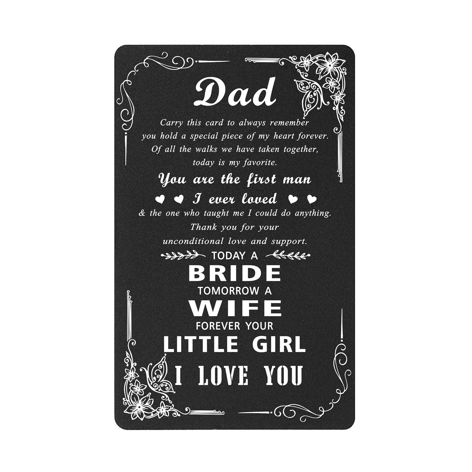 Regalo Personale Per Il Padre Della Sposa - Biglietto Inciso In Alluminio Dalla Figlia