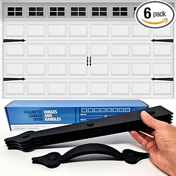 Premium Quality & Strong Magnetic Garage Door Decorative Hardware - Set of 2 Handles + 4 Hinges - Faux Garage Door Accents Kit for Curb Appeal | No Installation Needed | Will Never Fall Off