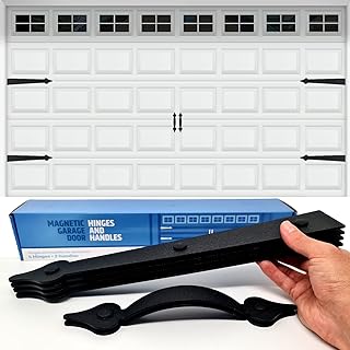 Premium Quality & Strong Magnetic Garage Door Decorative Hardware - Set of 2 Handles + 4 Hinges - Faux Garage Door Accents Kit for Curb Appeal | No Installation Needed | Will Never Fall Off