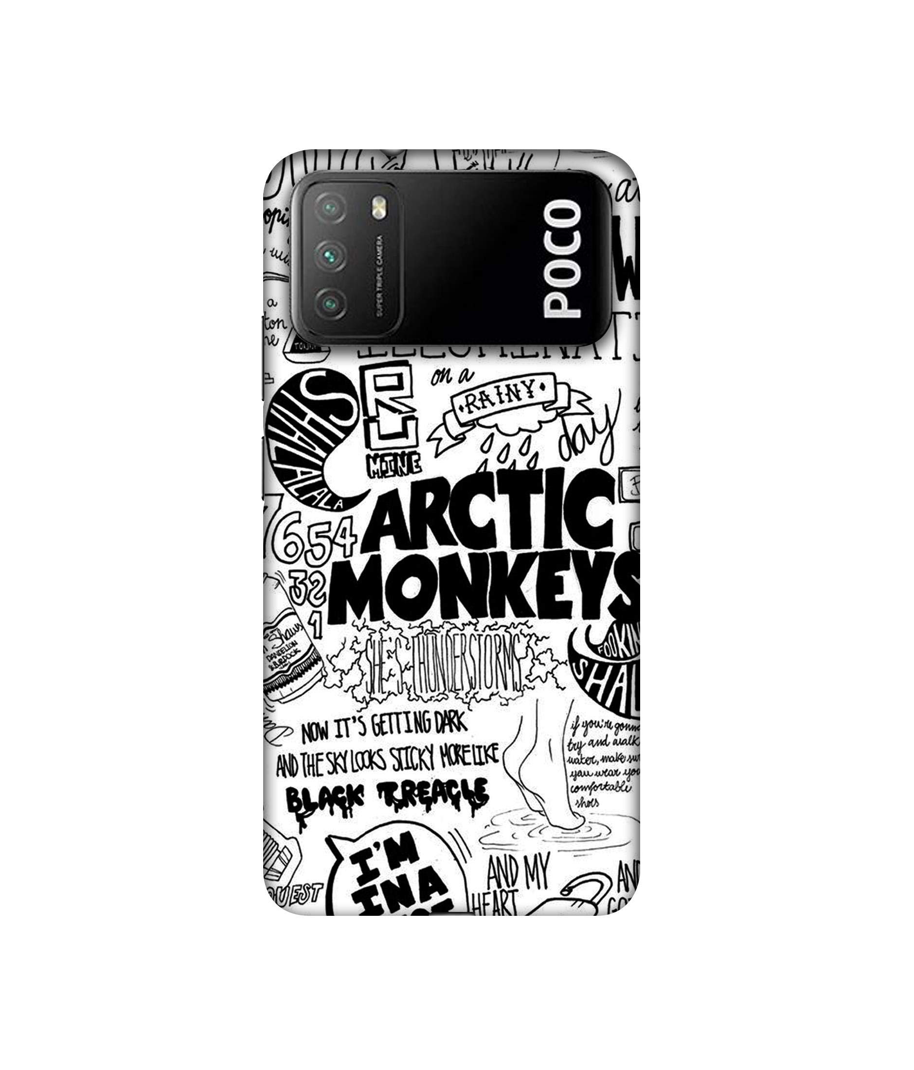 Casotec Plastic Arctic Monkeys Pattern Design 3D Printed Hard Back Case Cover for Mi Poco M3, Multi-Colored