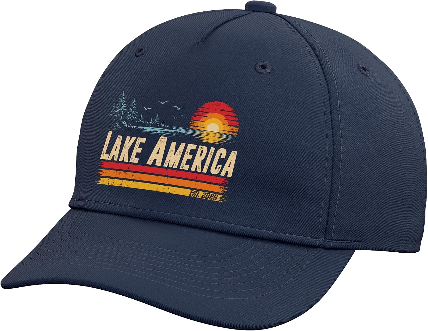 Retro Sunset Lake America Funny Ontario USA Canada Pro Trump Adjustable Baseball Hat
