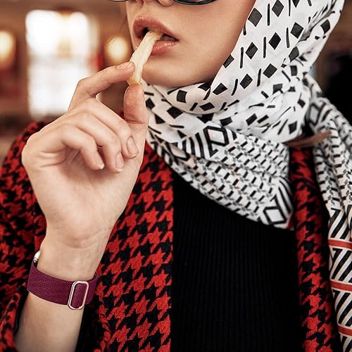 Miniatura 6 de Paquete de 8 bandas elásticas compatibles con Fitbit Versa 2VersaVersa LiteVersa SE para mujeres y hombres, correa trenzada de nailon elástico