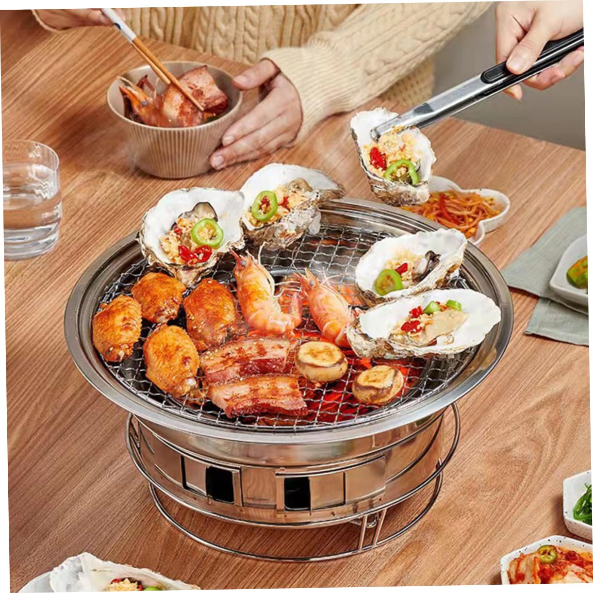 Toyvian Plancha Para Barbacoa Coreana Estufa Portátil Parrilla Para Asar Estufa Para Barbacoa Suministros Para Fabricada Acero Inoxidable Resistente y Duradera Para Parrilladas Calentar y