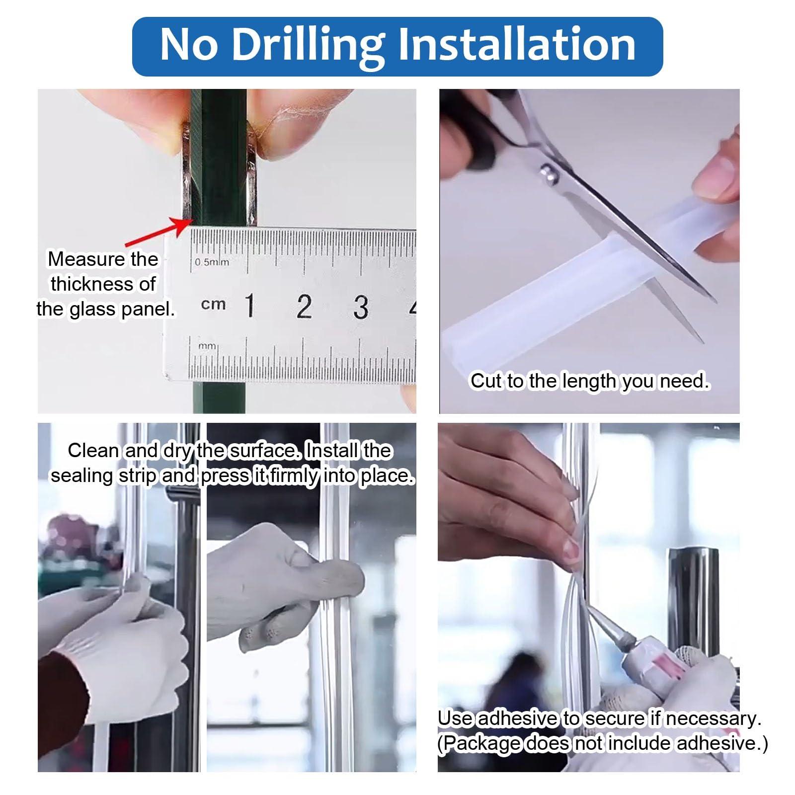 Guarnizione Laterale Per Porta Doccia Scorrevole In Vetro Da 6/8/10/12 Mm | Con Flip Da 20 Mm, Ferma Le Perdite Della Doccia, Crea Una Barriera D'acqua, Guarnizione Per Porta Della Doccia Del Bagno