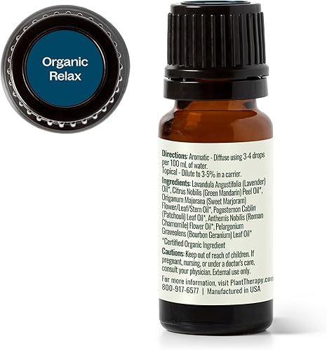 Miniatura 8 de Plant Therapy Mezcla de aceites esenciales Organic Relax 100% puro, sin diluir, aromaterapia natural, grado terapéutico, 0.3 fl oz (13 oz)