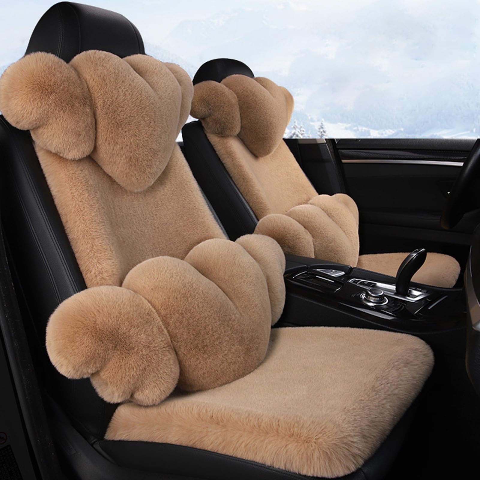 Fuzzy Coprisedili auto | Supporto lombare auto | Tappetino per sedile anteriore auto invernale – per berline, camper, conducenti appassionati di viaggio, guida invernale, pendolari