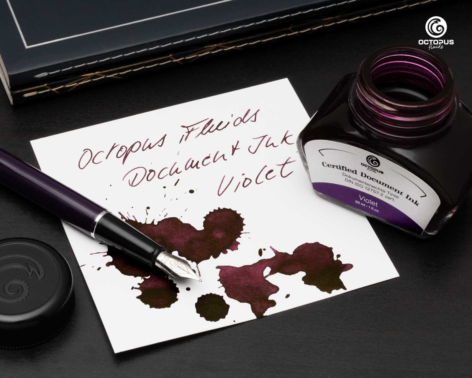 Octopus Fluids Document Ink Lot de 3 cartouches d'encre 30 ml orange, vert, violet, certifiée selon la norme DIN ISO 12757-2