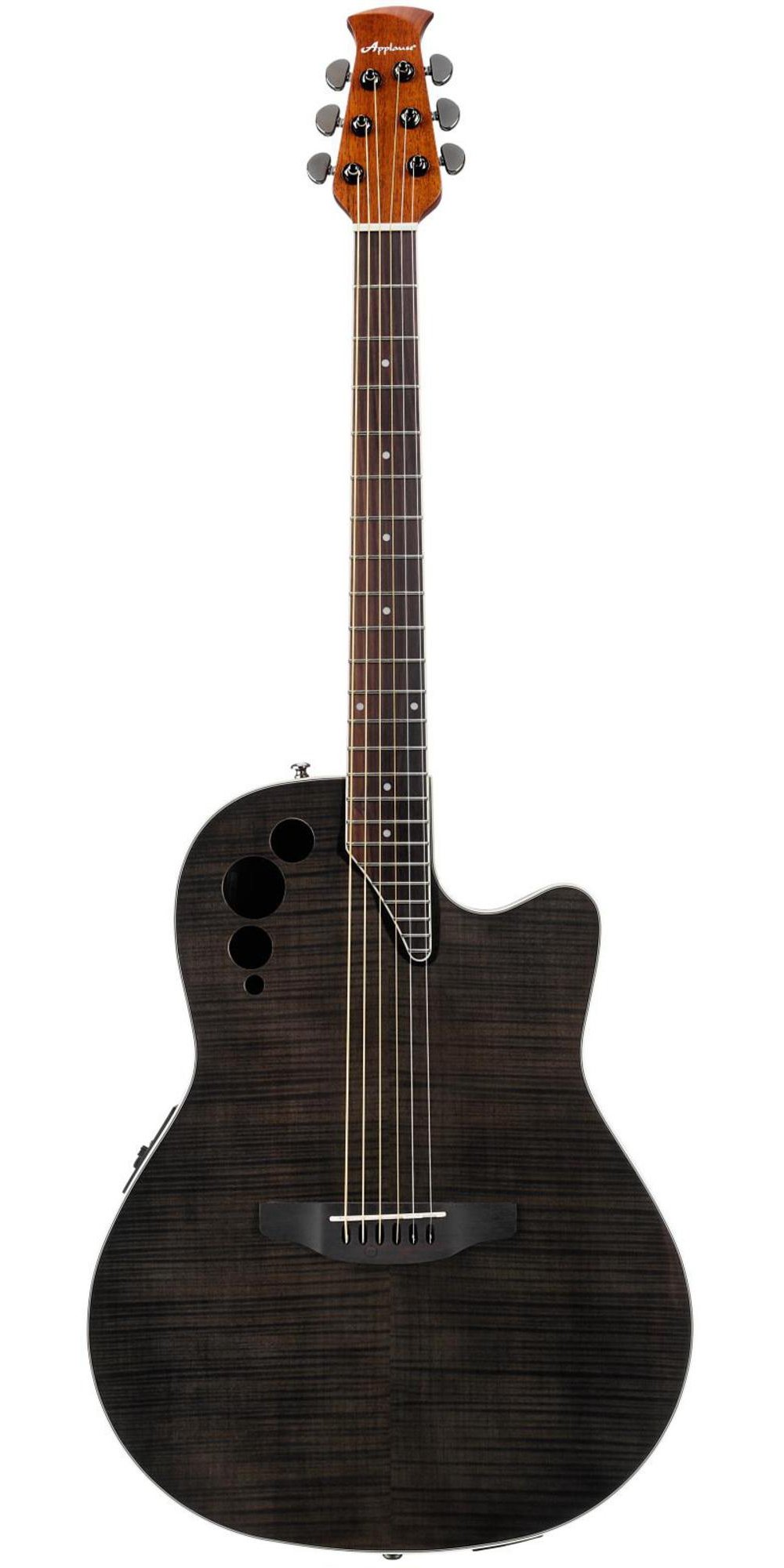 Applause Elite Plus AE44IIP - Chitarra acustica-elettrica a spalla mancante, profondità media, colore: Nero trasparente