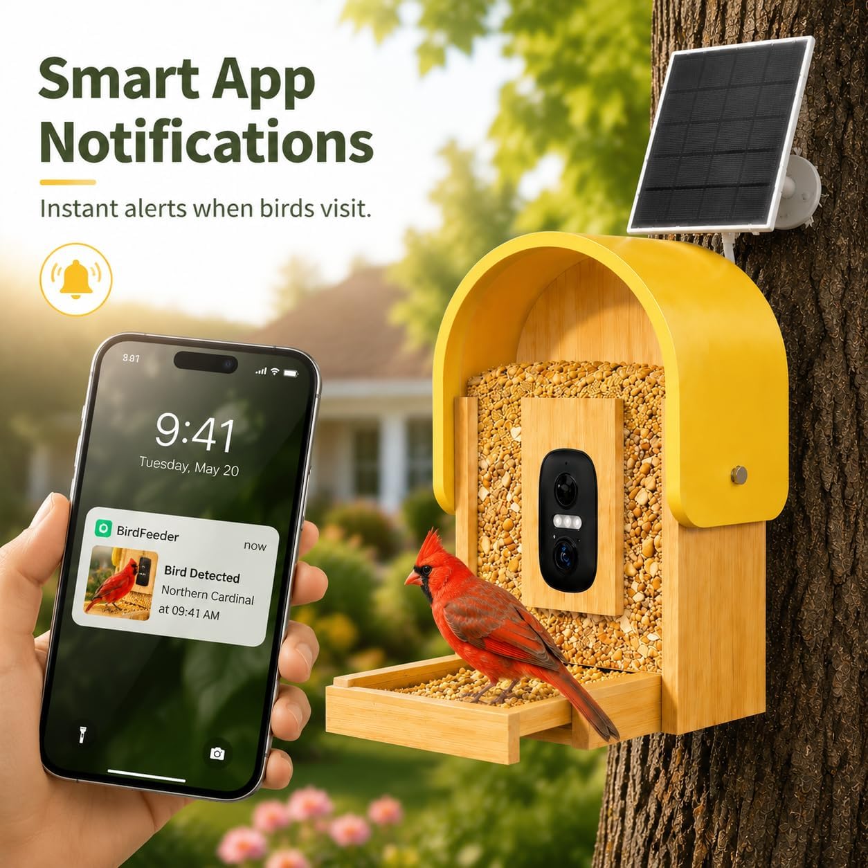 Smart Bird Feeder Camera, 2K HD Solar Powered, AI Bird ID, 2.4GHz WiFi image 4