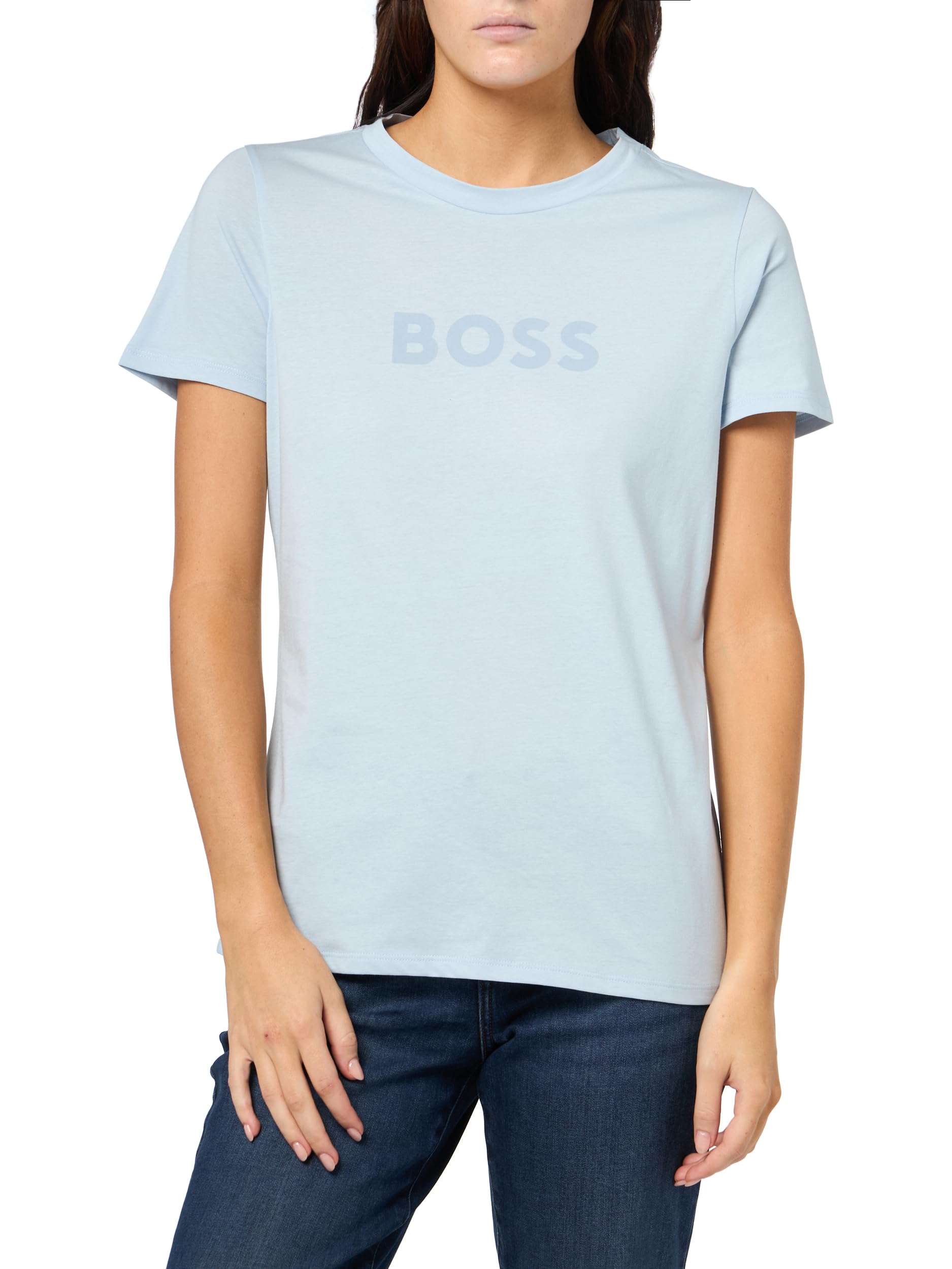 Amazon | BOSS メンズ ビッグロゴ コットンTシャツ, アイスブルー, X