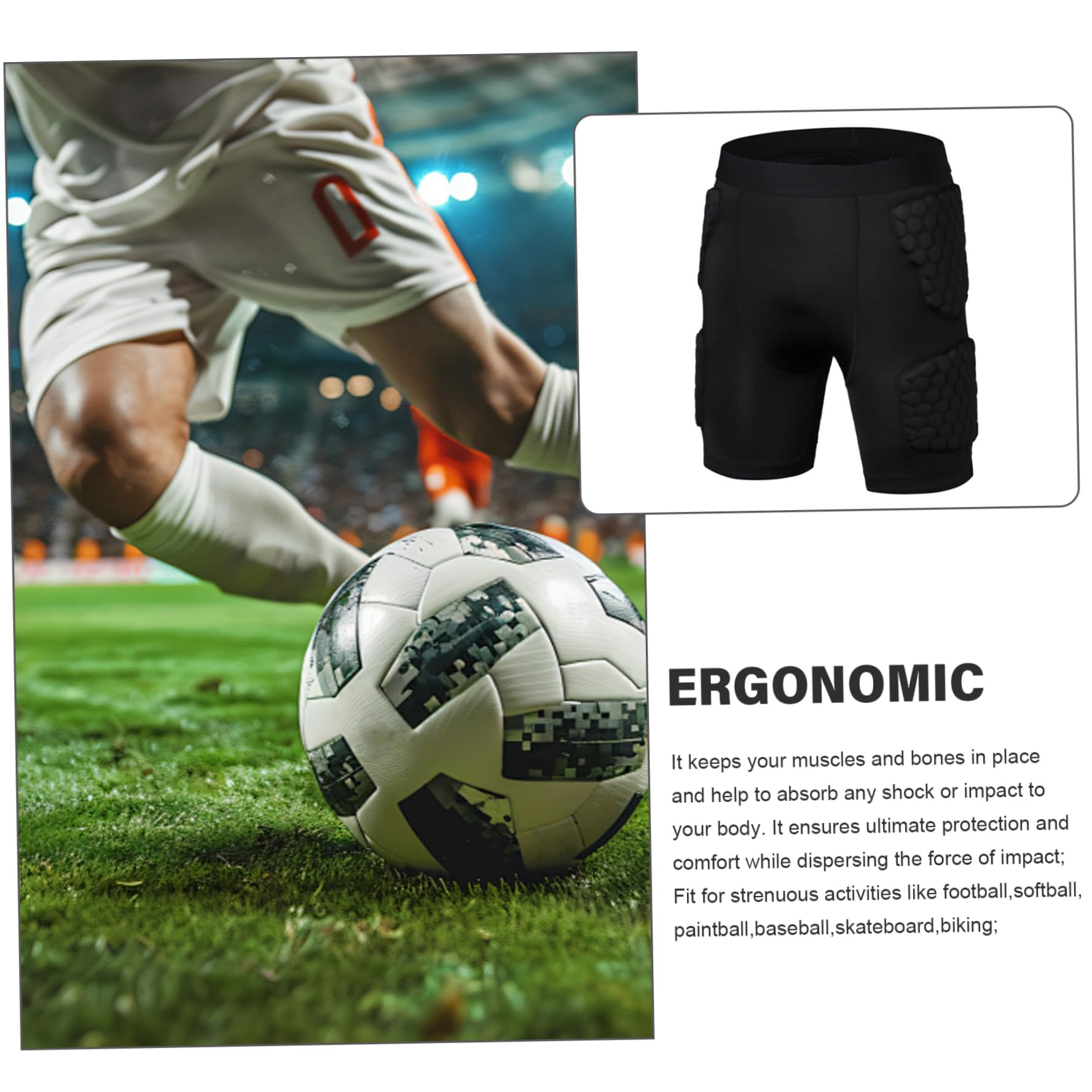 Ceinture de Football 5 Coussinets pour Hommes, Short de Compression Respirant à séchage Rapide pour Le Basket-Ball et Le Baseball