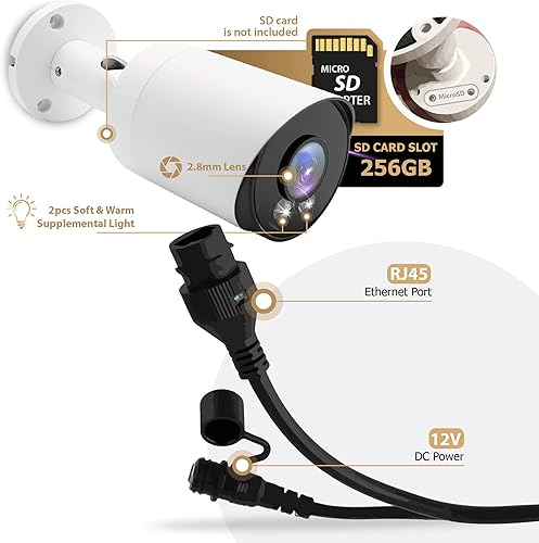 Miniatura 10 de HikvisionUniview - Cámara de torreta IP PoE de 6 MP, sensor Sony Starvis con micrófono, audio, cámara de seguridad IP, visión nocturna al aire