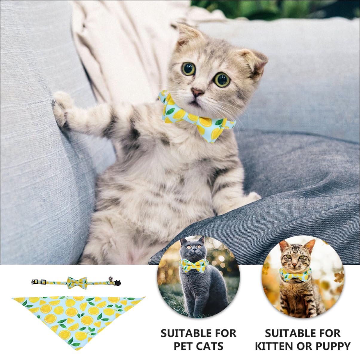 ABOOFAN 6stücke Katzenhalsband Mit Bowtie Und Glöckchen Fruchtiger Druck Verstellbares Dreieckstuch Für Haustiere Für Kleine Hunde Und Katzen Atmungsaktiv Und Bequem
