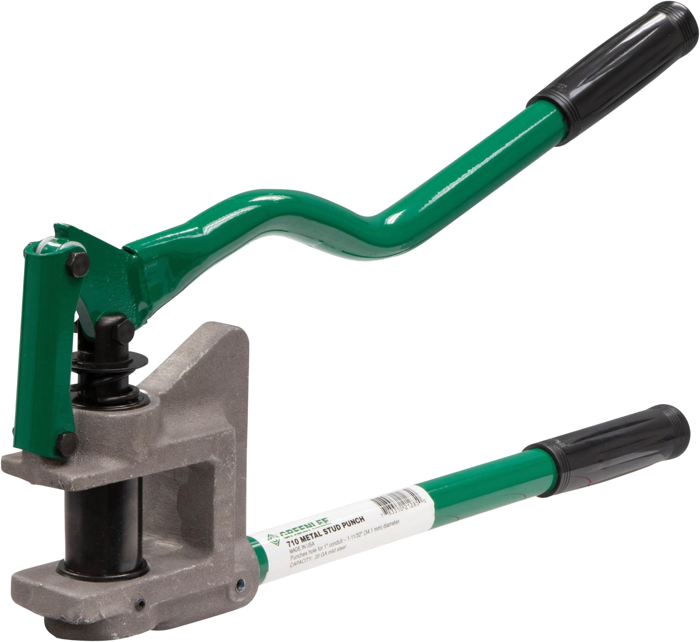 Greenlee 710 1-11/32" Manual Metal Stud Punch Tool with Aluminum Head and Contoured Handle, 1-11/32" Diameter Self-Stripping Stud Puncher