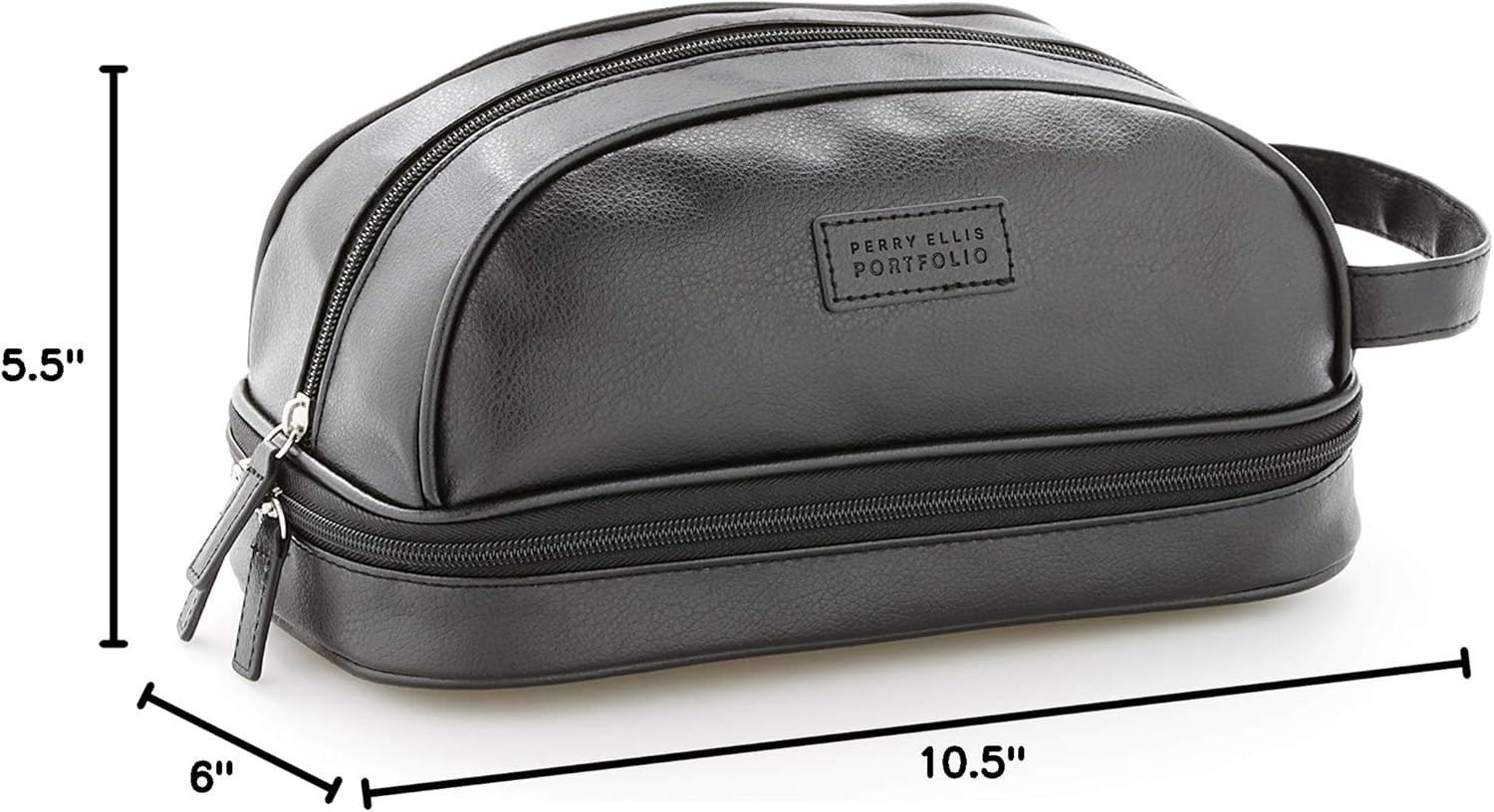 Perry Ellis Men's ZIP-TOP PEBBLE TRAVE KIT Accessory, black, 1-sz