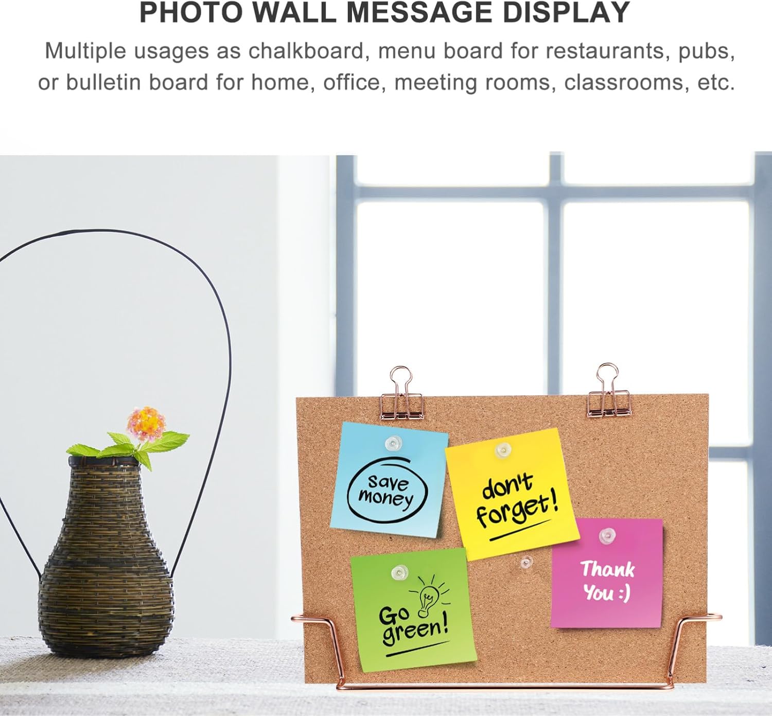 NUOBESTY Desktop Stand 1 Set Cork Board Bulletin Board Desktop Cork Board with Stand Rectangle Pin Board Double Sided Memo Message Board Picture Board Board for Home Office