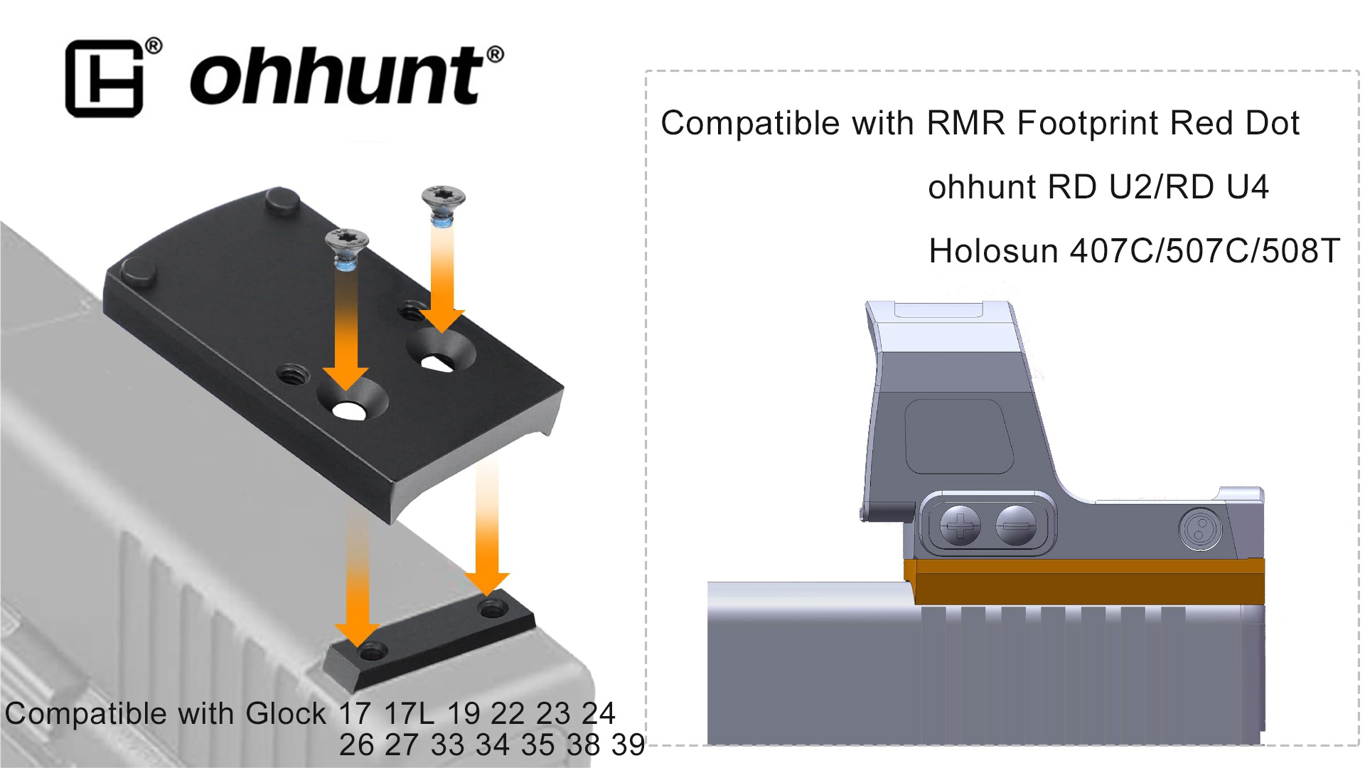 Platine Ventilée Pour Red Dot Trijicon RMR/SRO Holosun 407C/507C/508T - InTheTarget
