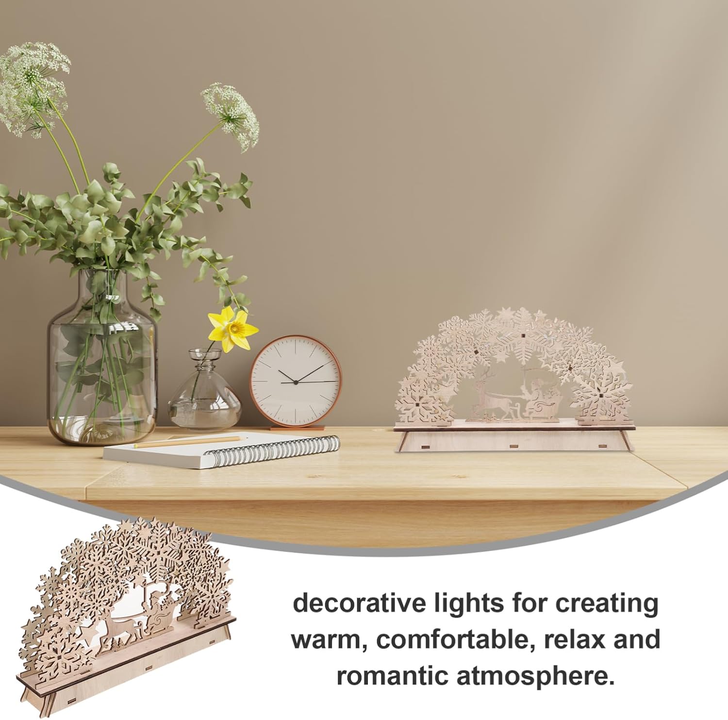 GALPADA Christmas Tree Wooden House Decoration Creative Craft for Desktop Showcase Festive Adornment for Home Office for Holiday Atmosphere