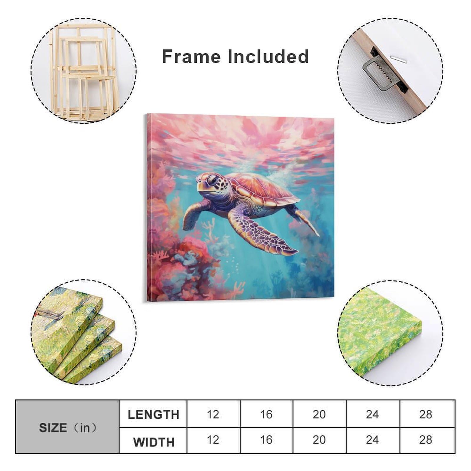 Amazon.co.jp: 絵画 ウミガメインテリア 絵画 超リアルな動物イラスト