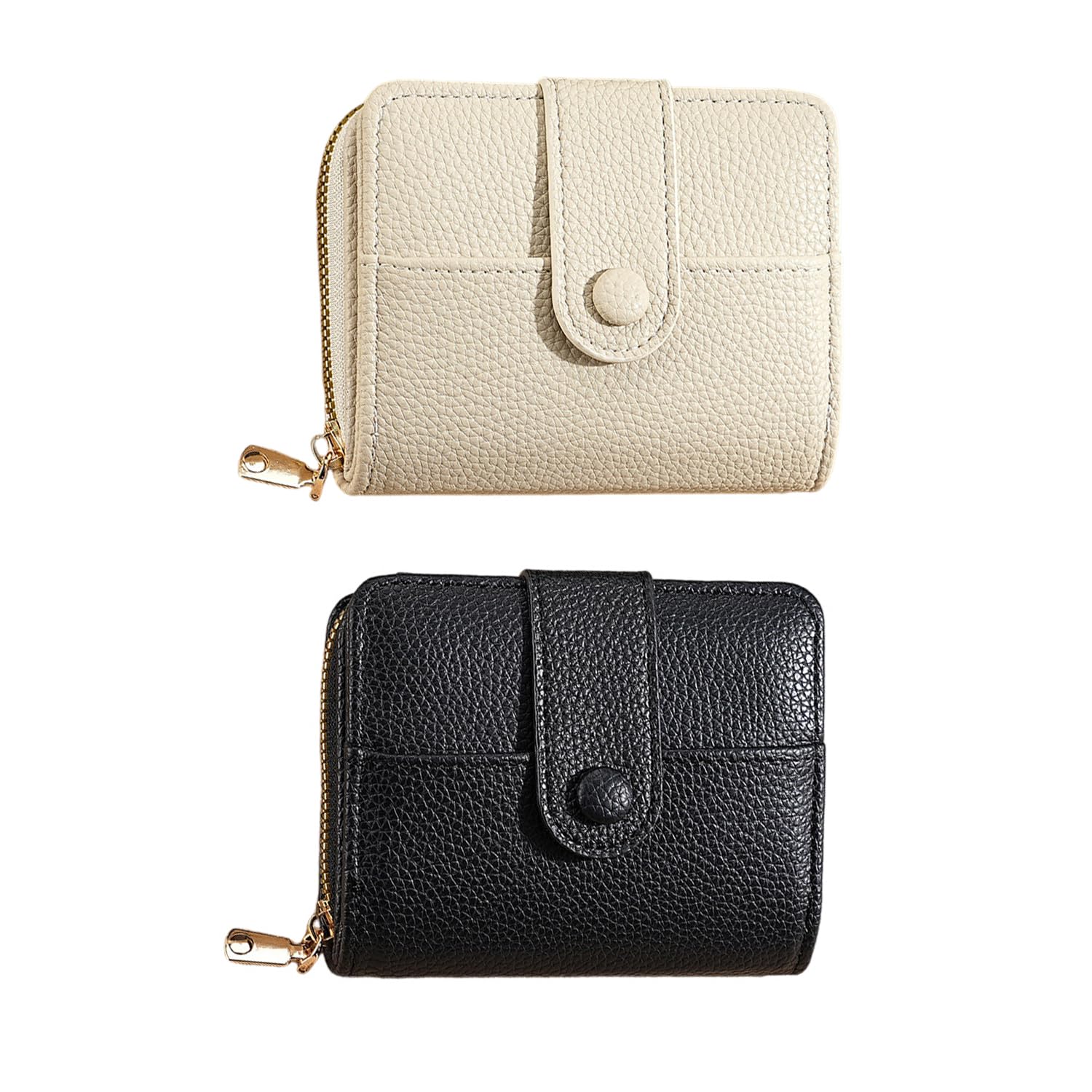Rnskfg Unisex Black 2 Pieces Pu Leather Wallet, Portable Card Bag, Large-Capacity Certificate Bag, Daily Simple Coin Wallet.