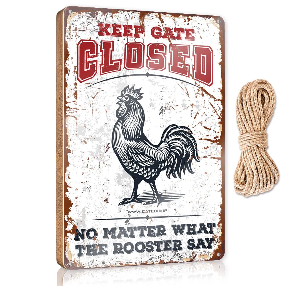 DTHA Friend Signs For Home Decor Keep Gate Closed No Matter What The Rooster Say Wooden Sign Fall Wall Decor Lake House Decor(15X28CM)