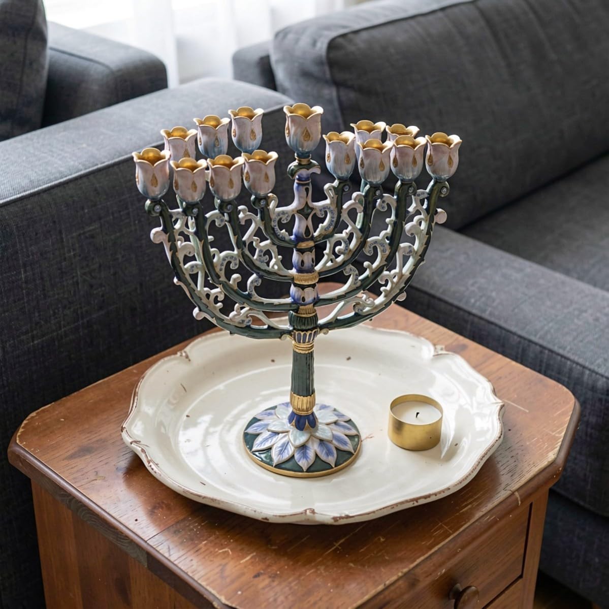 VALICLUD Candelabro a Nove Bracci in Lega di Zinco, Design Vintage