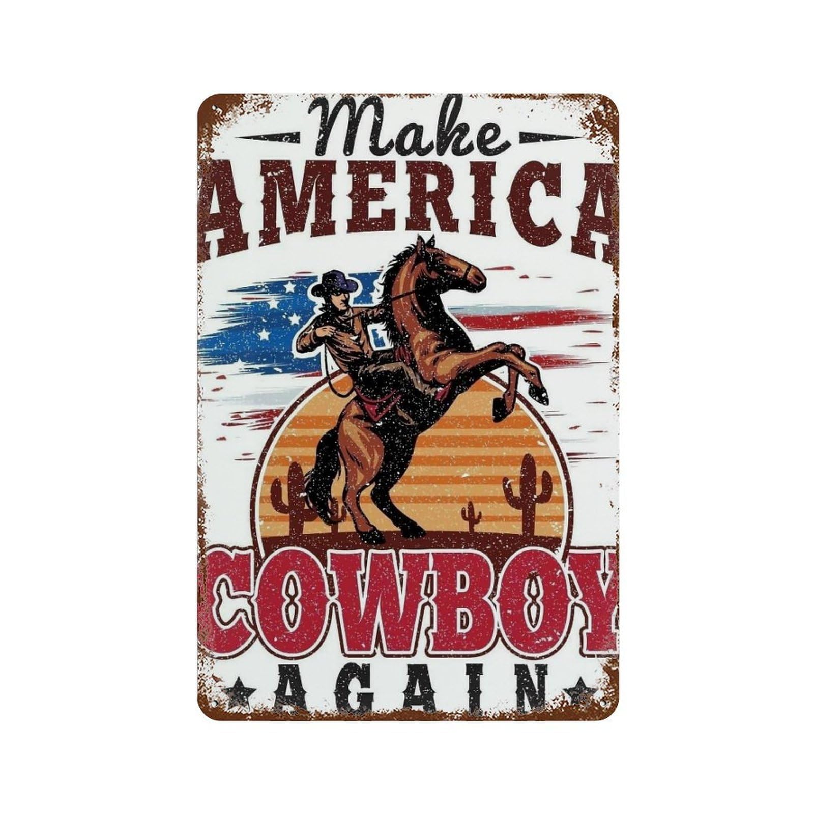YHGERTKU Cowboy 1 Wall Art Retro Iron Vintage Metal Tin Sign Poster Modern Decor for Living Rooms Gift 30x20cm
