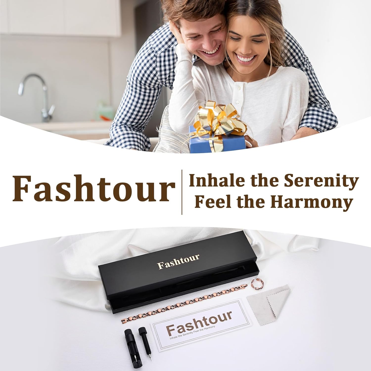 99.99% Pure Copper Magnetic Bracelet and Ring Set for Women, Heart Wire Design Adjustable Jewelry with 3800 Gauss Magnets, Elegant Gift Box - Image 5