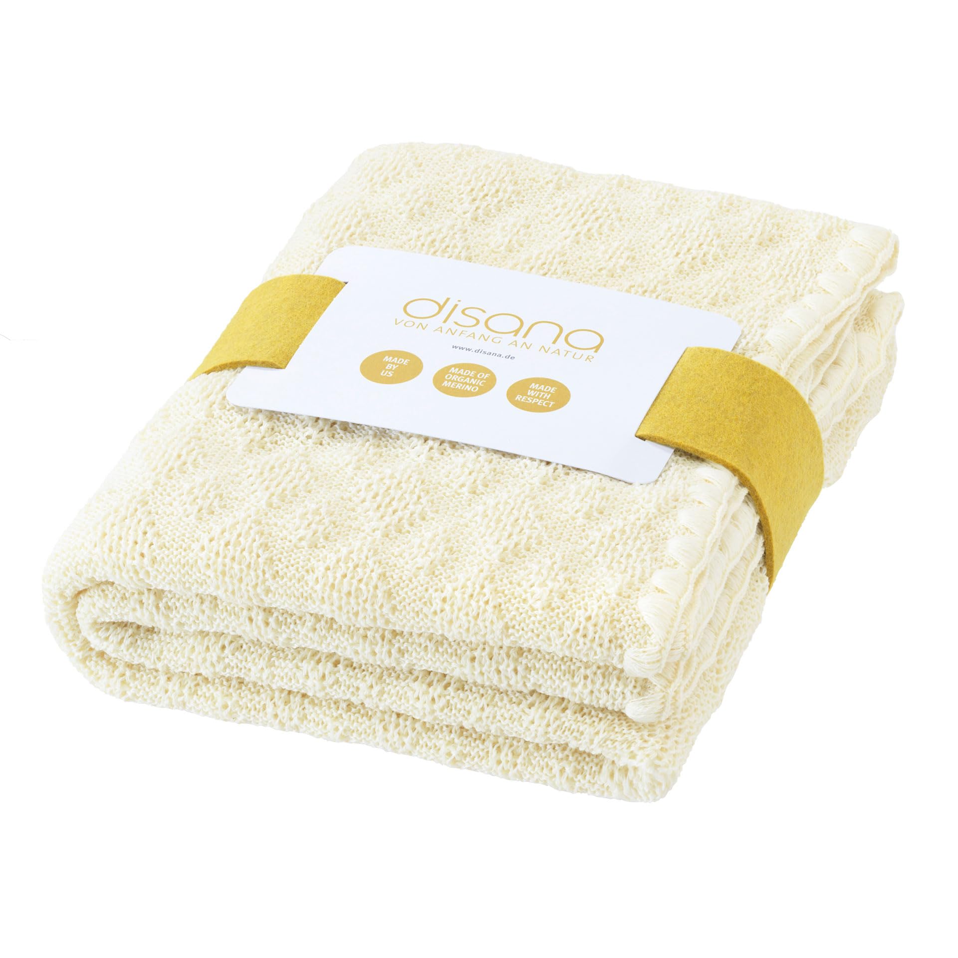 Disana 100% Merino Wool Baby Blanket Knitted Cover Bed Stroller 100x80 cm Newborn 5113 (Natural)