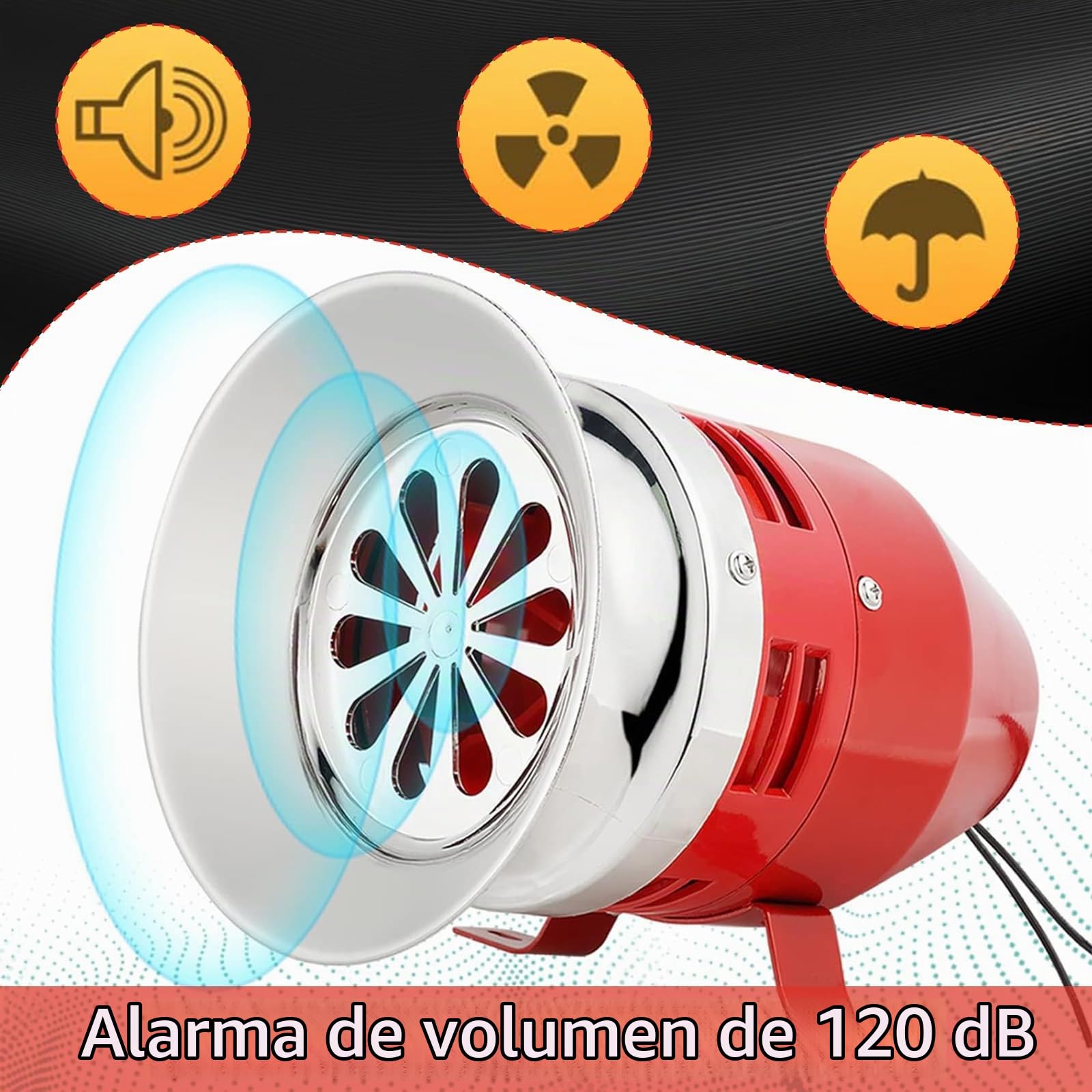 Sirena de 220 V, 40 W 120 dB Alarma Industrial Alarma Sonora Industrial Sirena de Emergencia para Exterior Seguridad de Fábricas Alarmas de Incendio y Zonas Ruidosas
