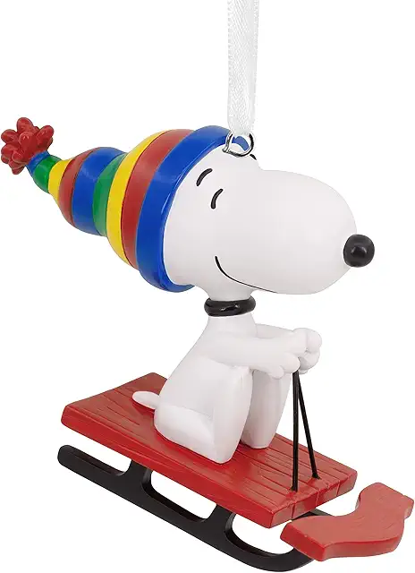 Figurine Snoopy Peanuts sur traîneau - Décoration de Noël Hallmark