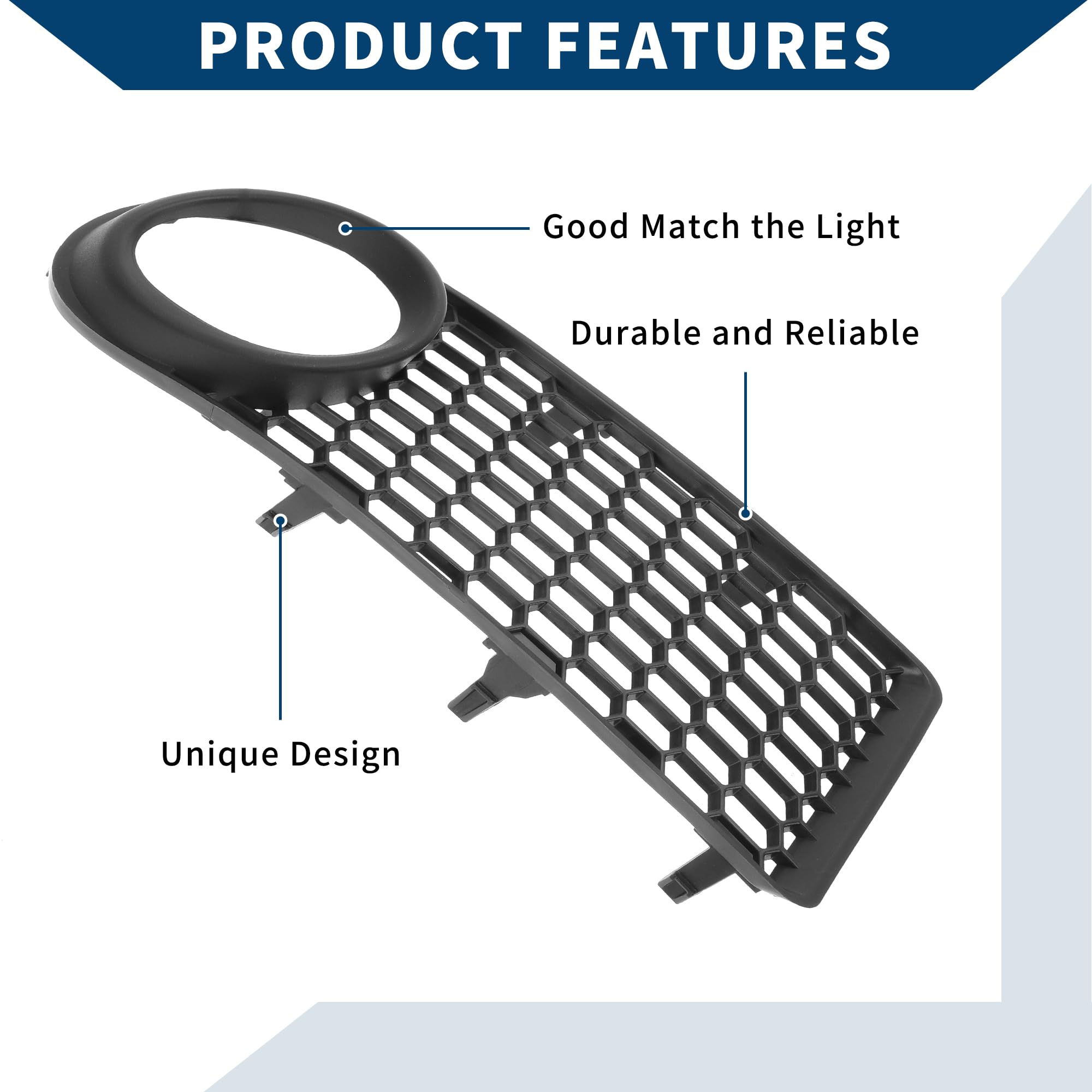 N°1C0807684B Grille De feux- Antibrouillard Pour Volkswagen Beetle 2006-2010 Couvercle Inférieur Avant Droit De feux- Antibrouillard Inserts De Couvercle Abs 1 Pièce Noir