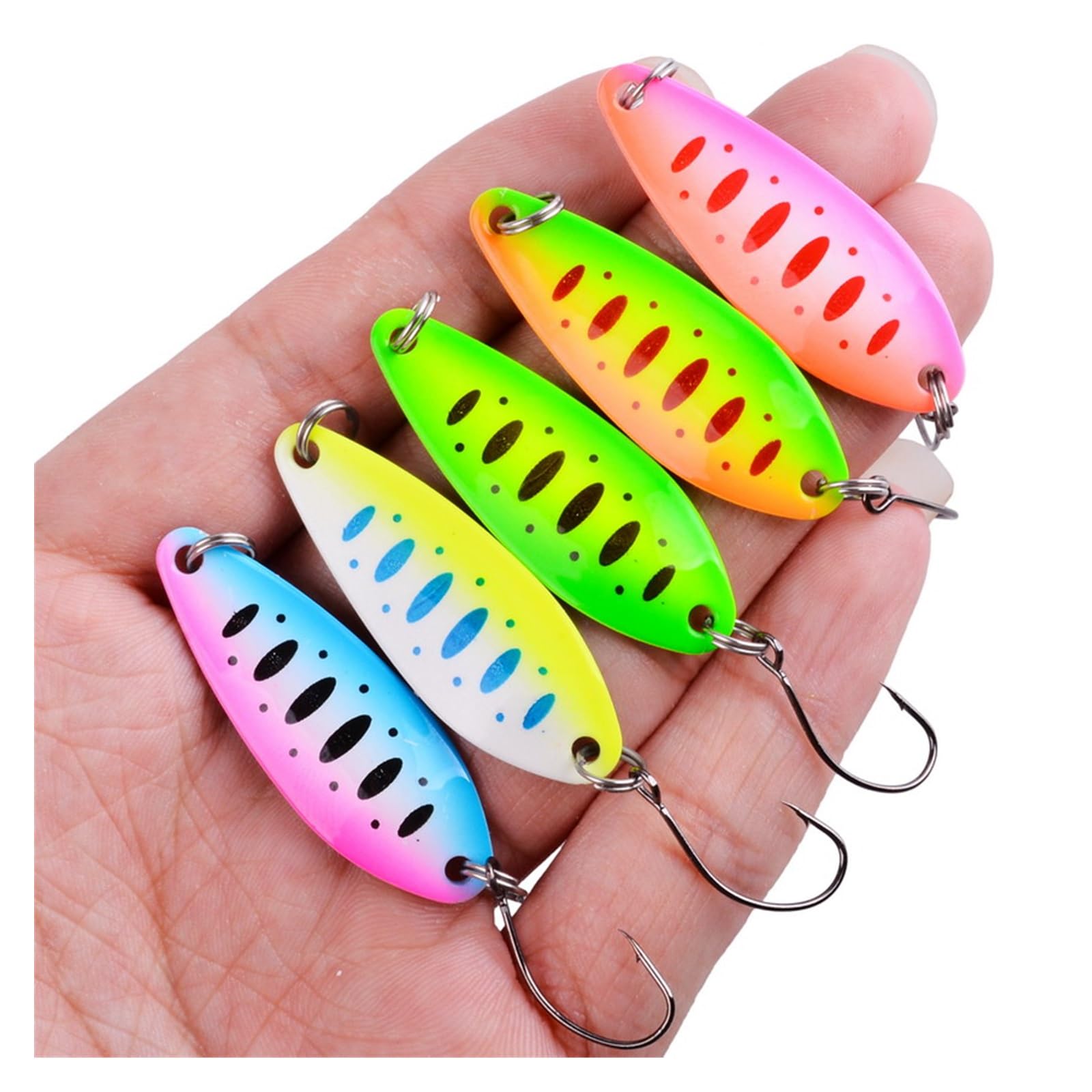 Lotto 5 Esche Da Pesca Cucchiaio Metallico - Forma Affusolata 3-36g Per Predatori Mare E Fiume