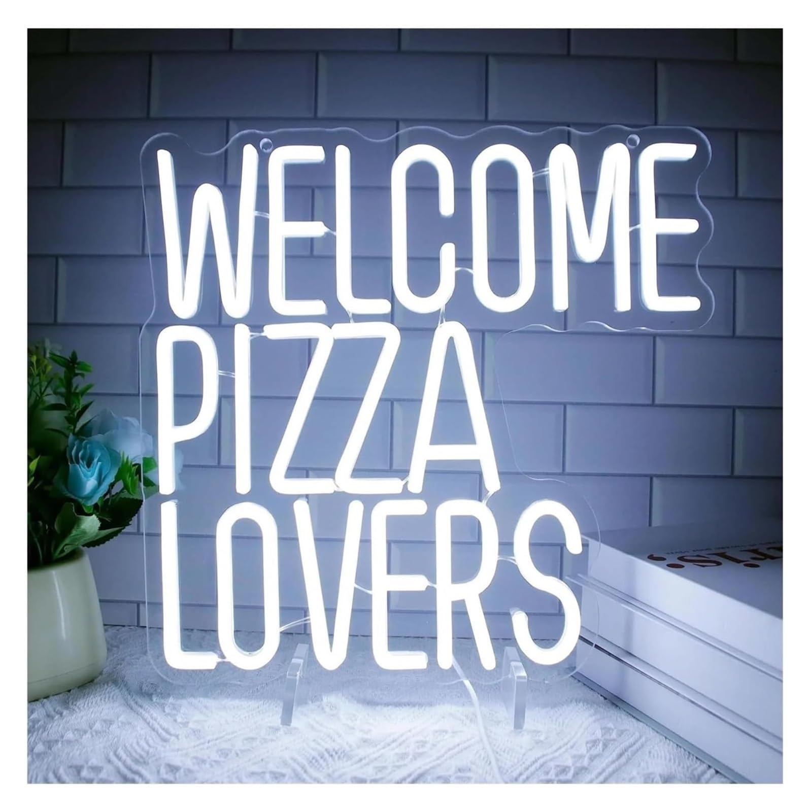 Zynther Neon lamp Neon Light Decoration Welcome Pizza Lovers for neon Sign LED for Wall Decor for Shops Restaurants