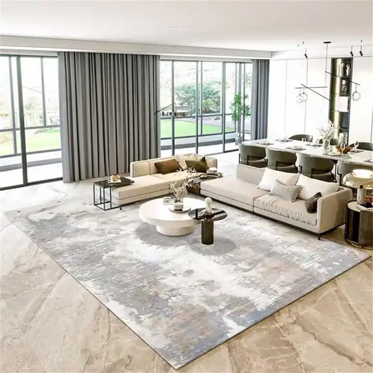 Tapis d'entrée intérieur deco lavable et grand tapis de salon simple gris 60x120cm