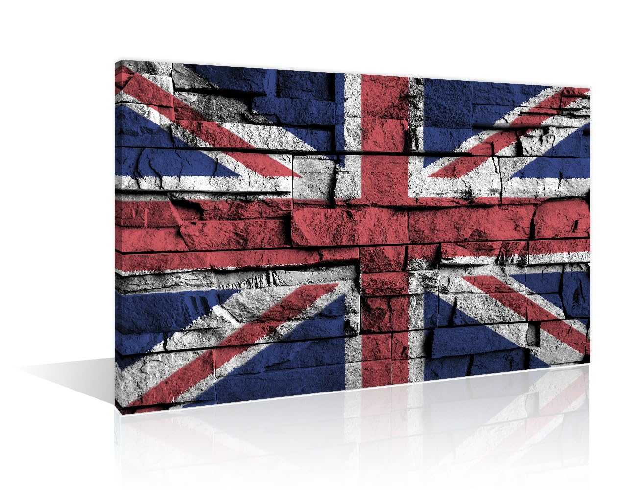 United Kingdom Flag Painting on High Detail of Old Brick Wall Pictures Wall Decor Living Room 1 Piece Wall Decor for Bedroom Wall Art Posters and Prints Stretched and Framed Ready to Hang (12"Wx18"H) โ image 1