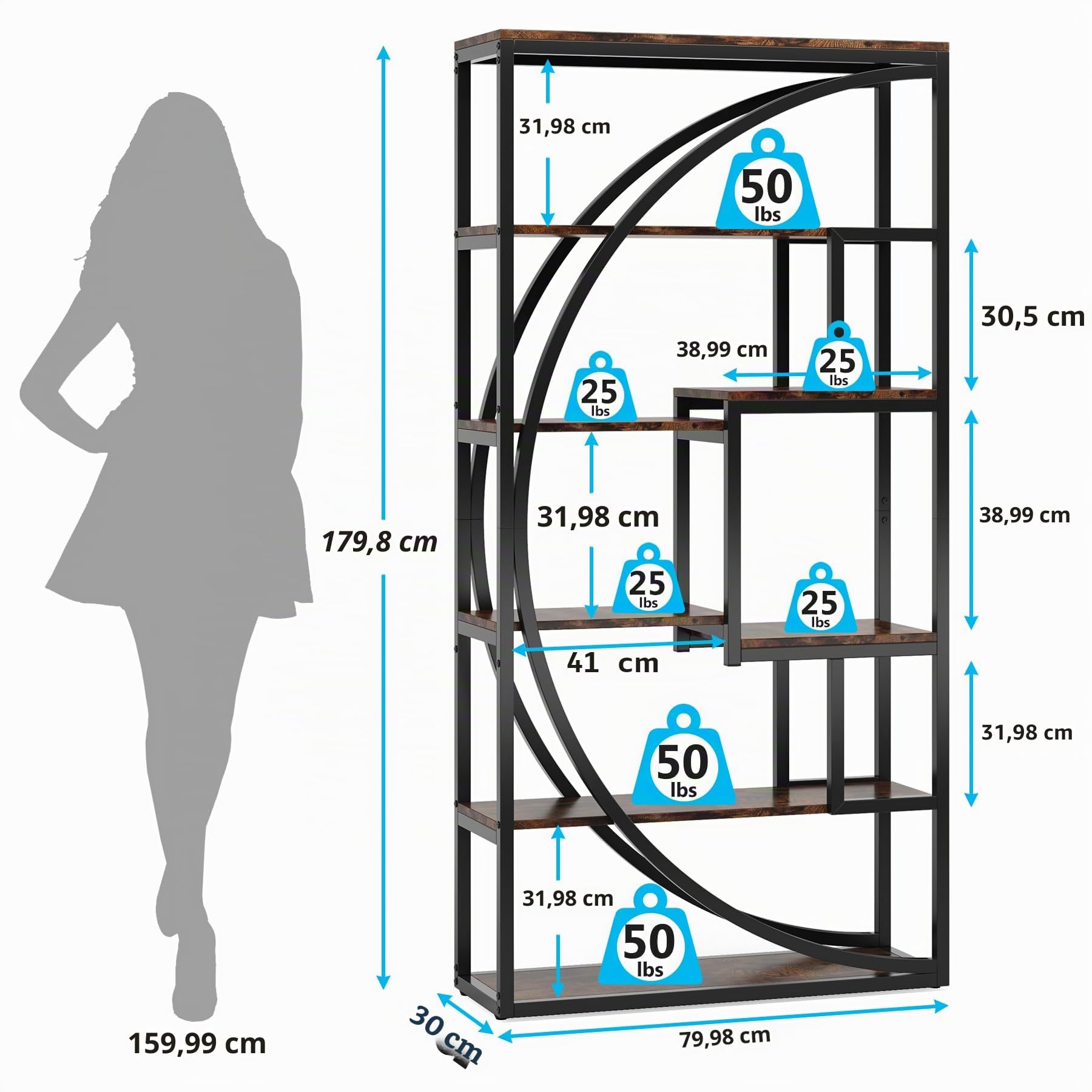 Tribesigns Estantería Industrial Etagere de 5 Niveles, estantería de 180 cm de Alto con 8 estantes de Almacenamiento Abiertos, estantería de exhibición para el hogar, Oficina, Sala de Estar,