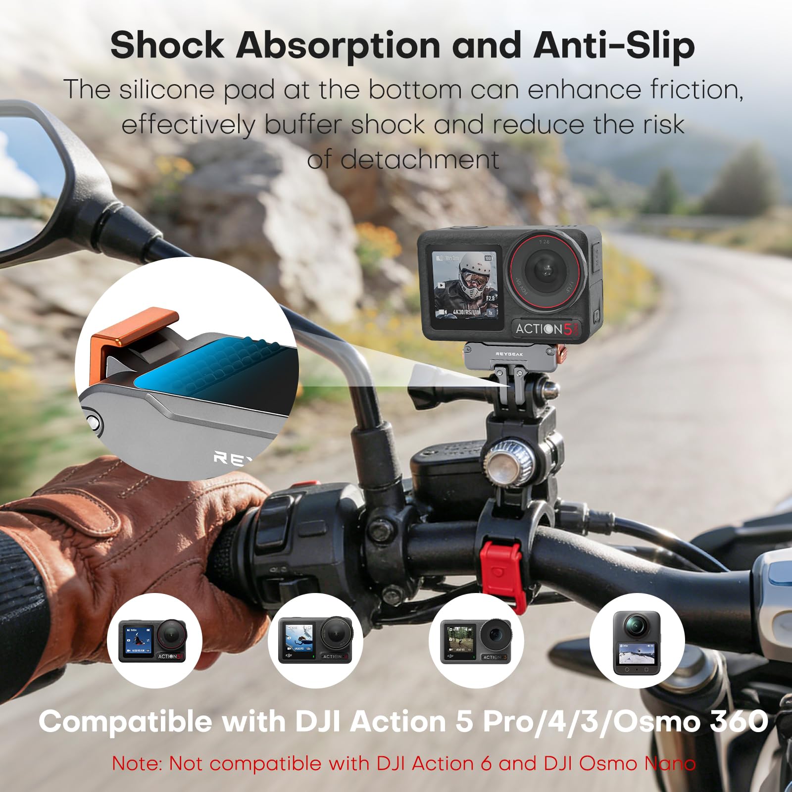 REYGEAK 360° drehbar magnetische Aluminium-Schnellspanner-Halterung für DJI Action 6/Nano/Action 5/4/3, Aluminium CNC geschnitzt magnetische Adapterhalterung mit 1/4-Zoll-Schrauben (für Action 5/4/3) - 3