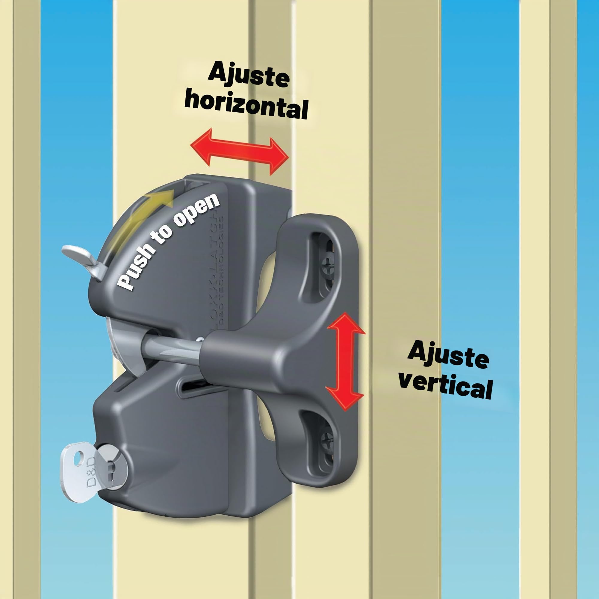 National Hardware N346-201 LokkLatch-Pestillo automático con llave de 4-9/16 pulgadas en negro, 4-9/16"